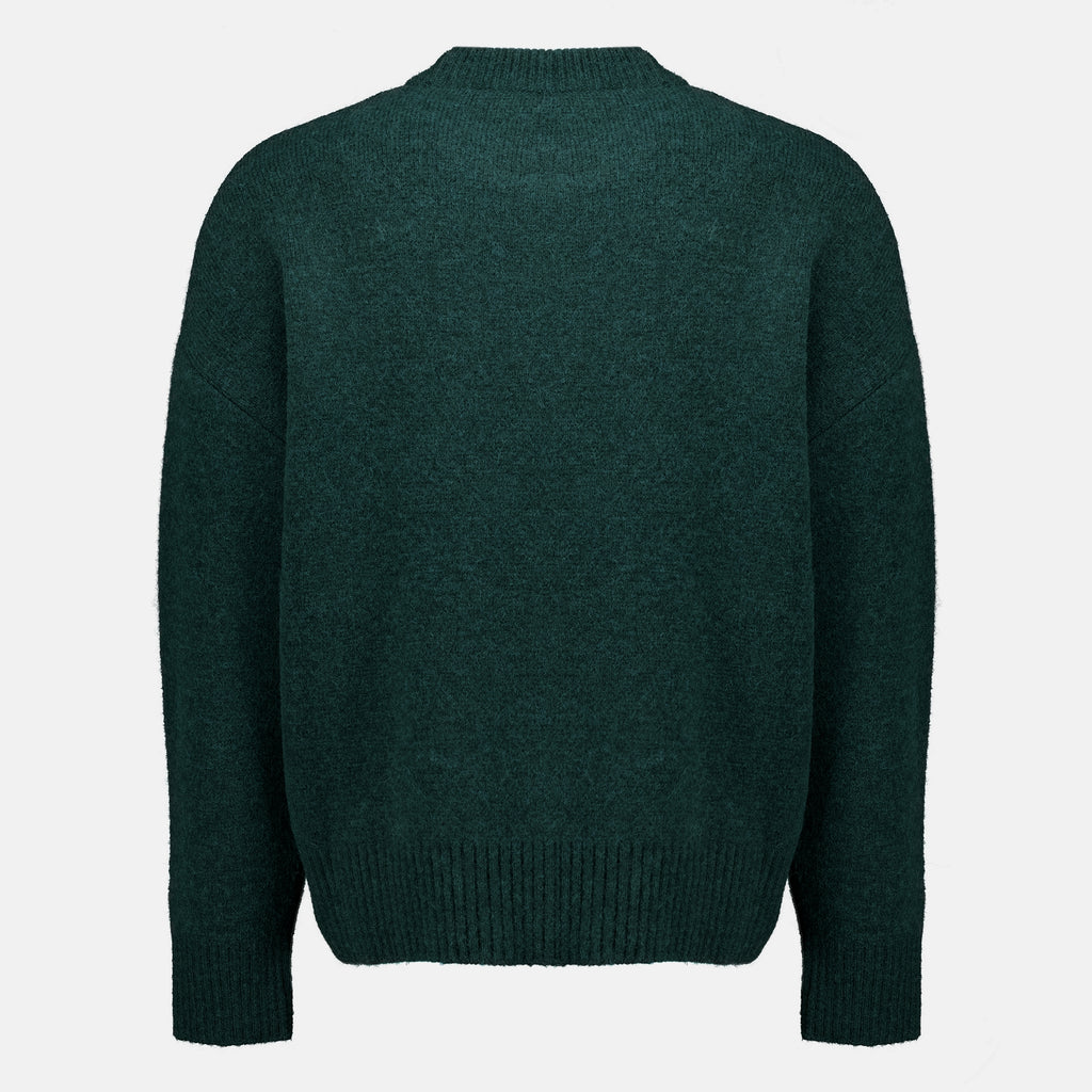 Maille Maglione AMI Cuore Verde in Alpaca Ami PARIS Vert Unisexe