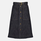 Jupes Saia Midi de Denim Azul Moncler Bleu foncé Femme