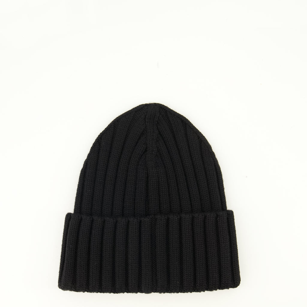 Chapeaux, casquettes et bonnets Gorro de Lã Preto com Logotipo Moncler Noir Femme