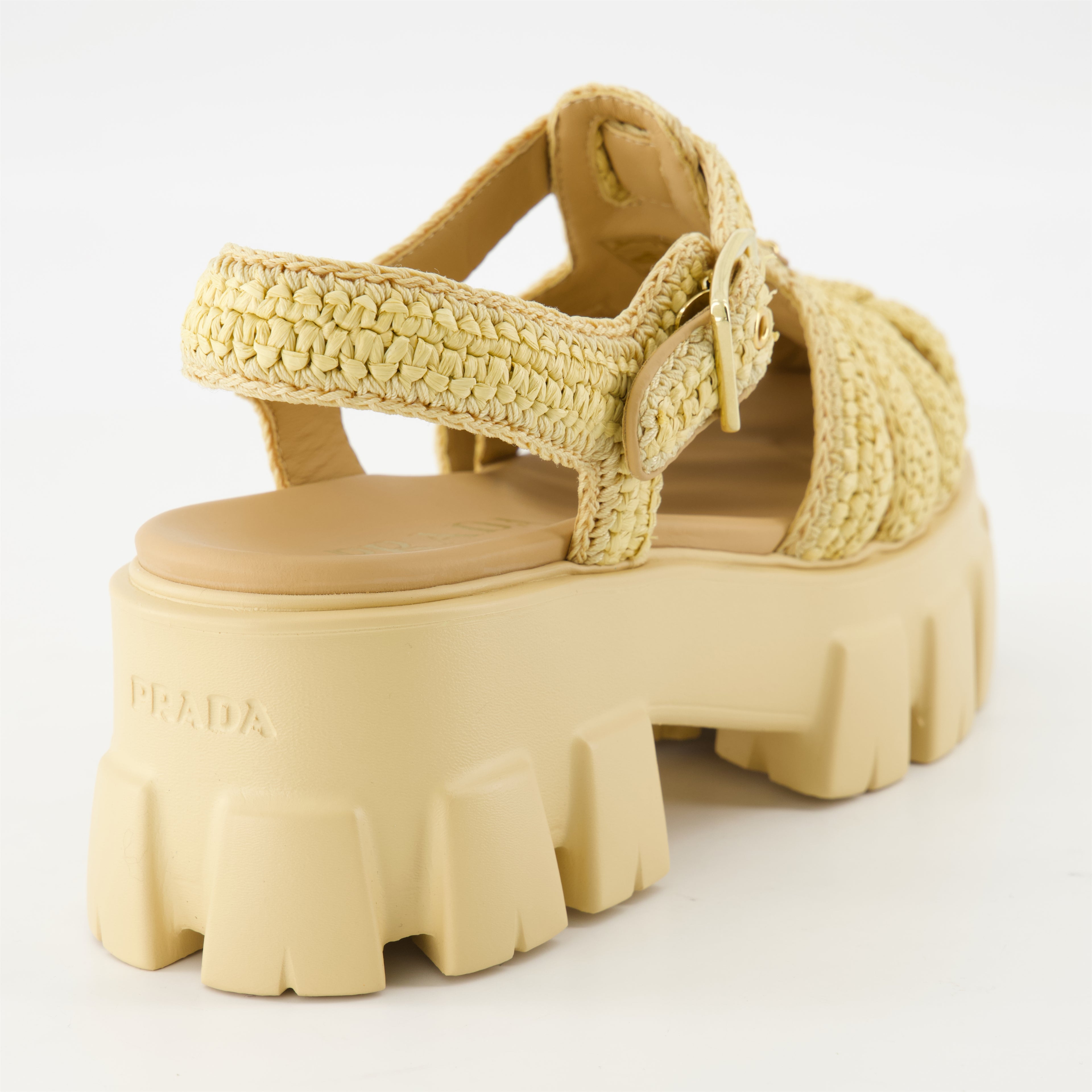 Chaussures ouvertes Sandales Monolith en raphia Prada Beige Femme