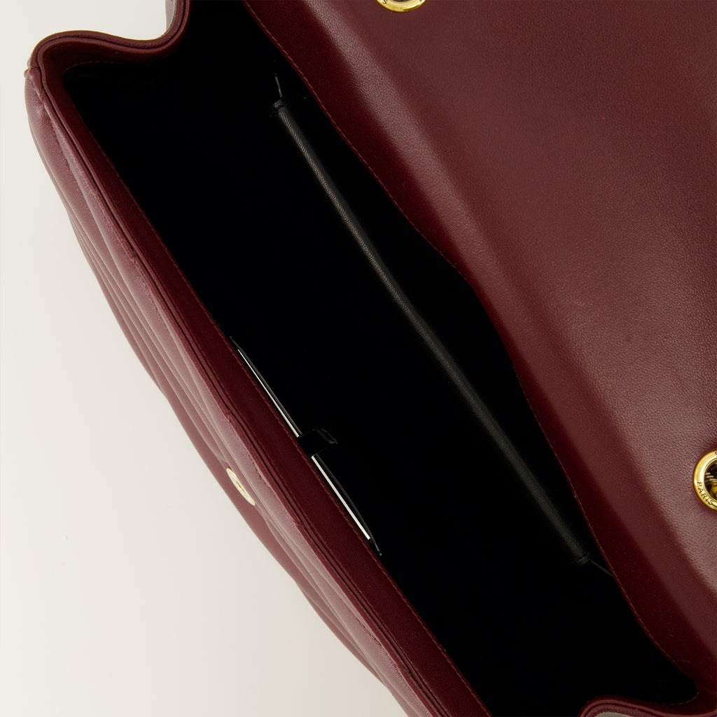 Sacs à main et épaule Sac Loulou large en cuir bordeaux Saint Laurent Bordeaux Femme