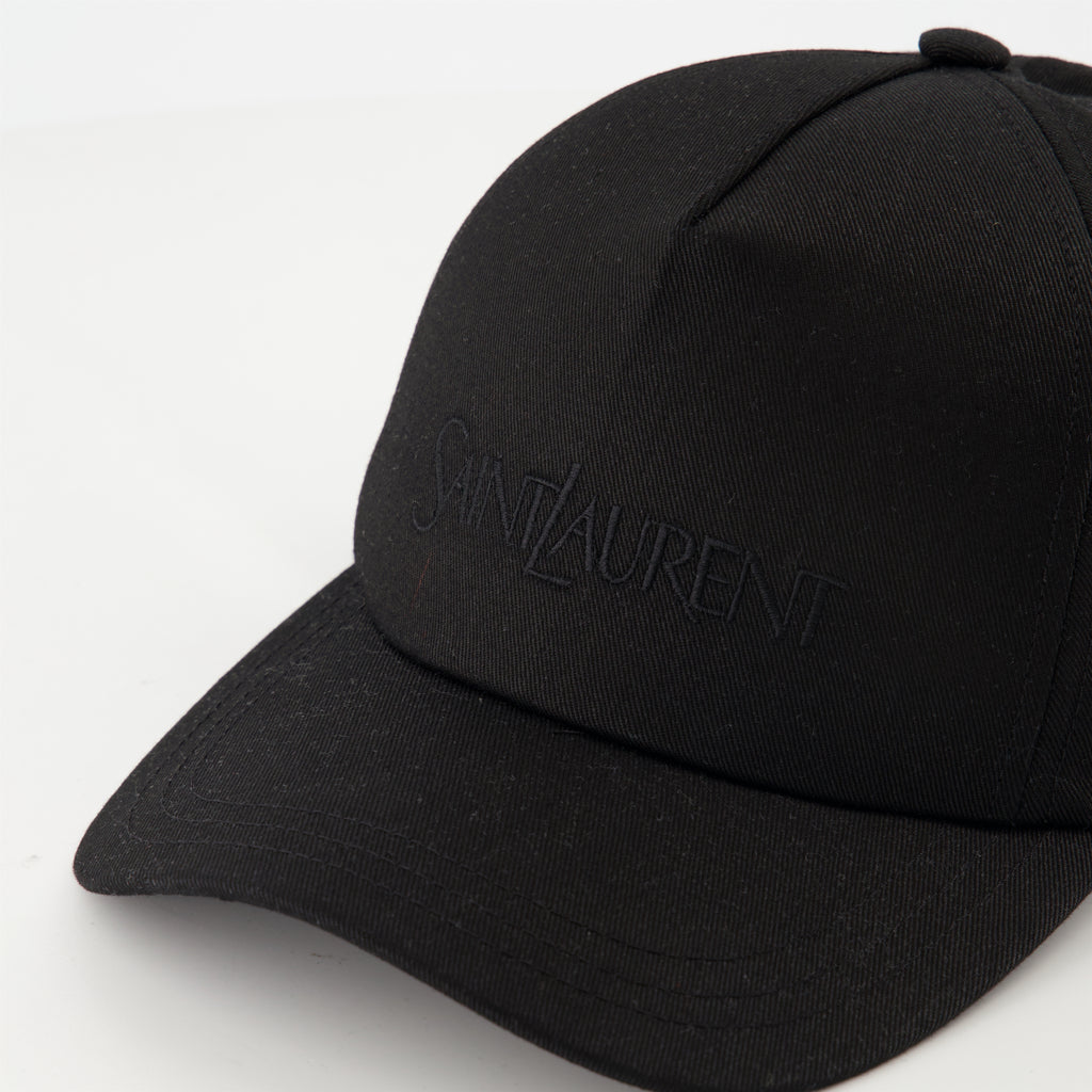 Hats, caps and beanies Embroidered Cotton Cap Saint Laurent Black Homme