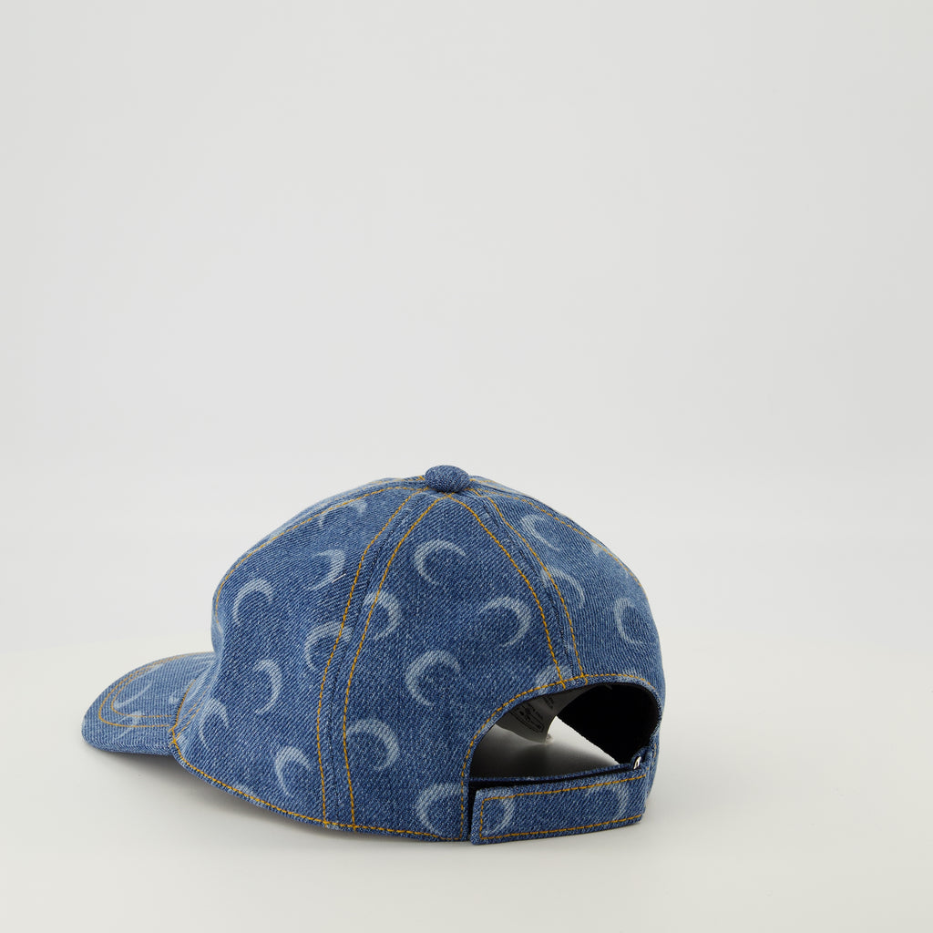 Image of the Moon Denim Cap by Marine Serre for Unisex - Autumn-Winter 2025 Season - Detailed View_2
