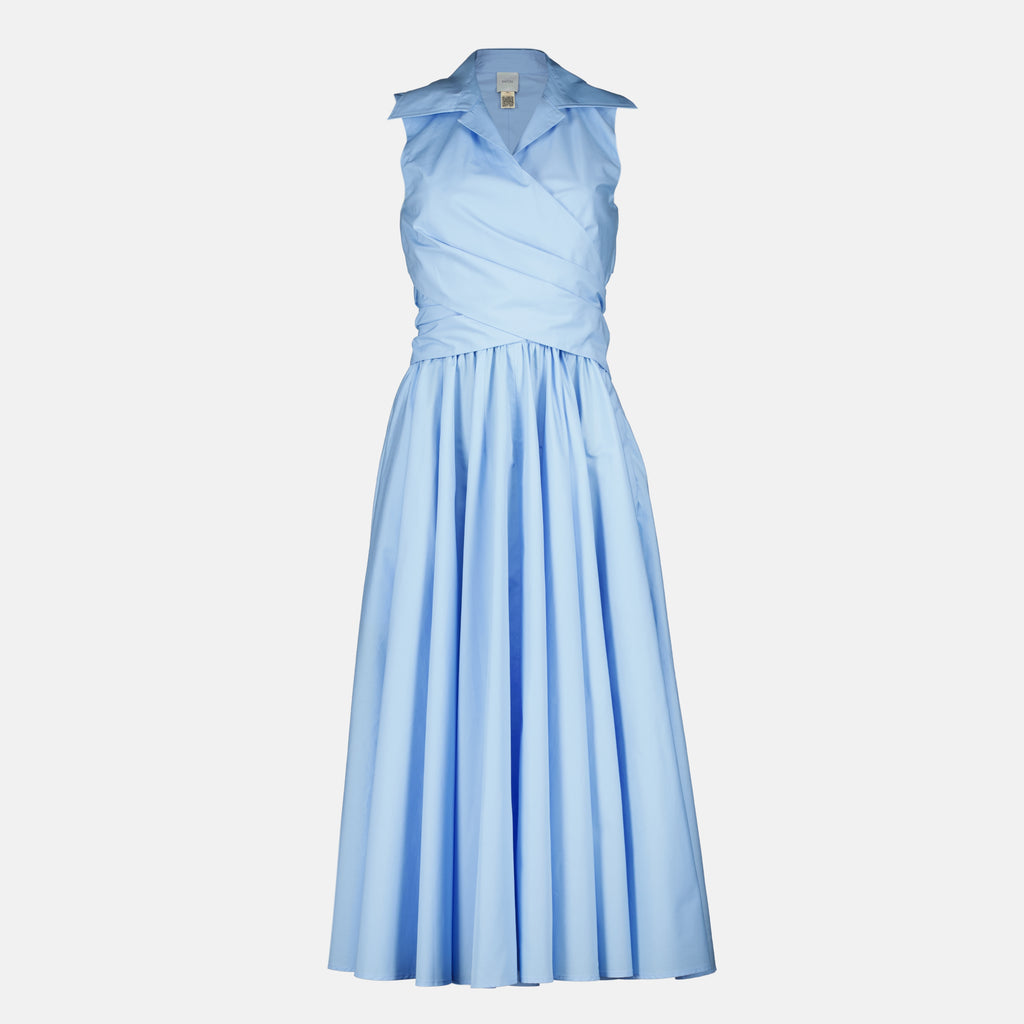 Image de l'article Robe drapée bleu en coton bio de la marque Patou pour Femme - Saison Printemps-Été 2026 - Vue de Face