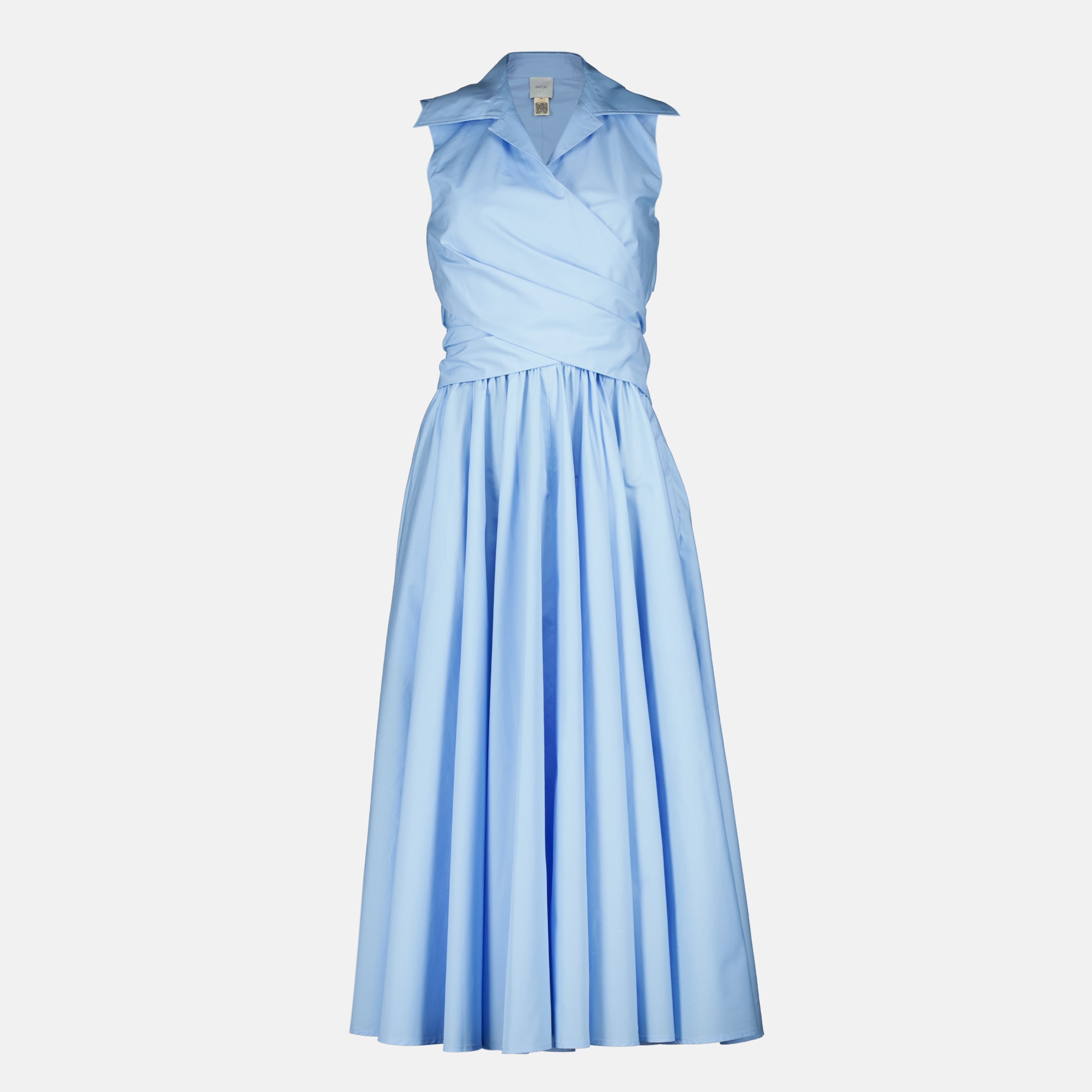 Image de l'article Robe drapée bleu en coton bio de la marque Patou pour Femme - Saison Printemps-Été 2026 - Vue de Face