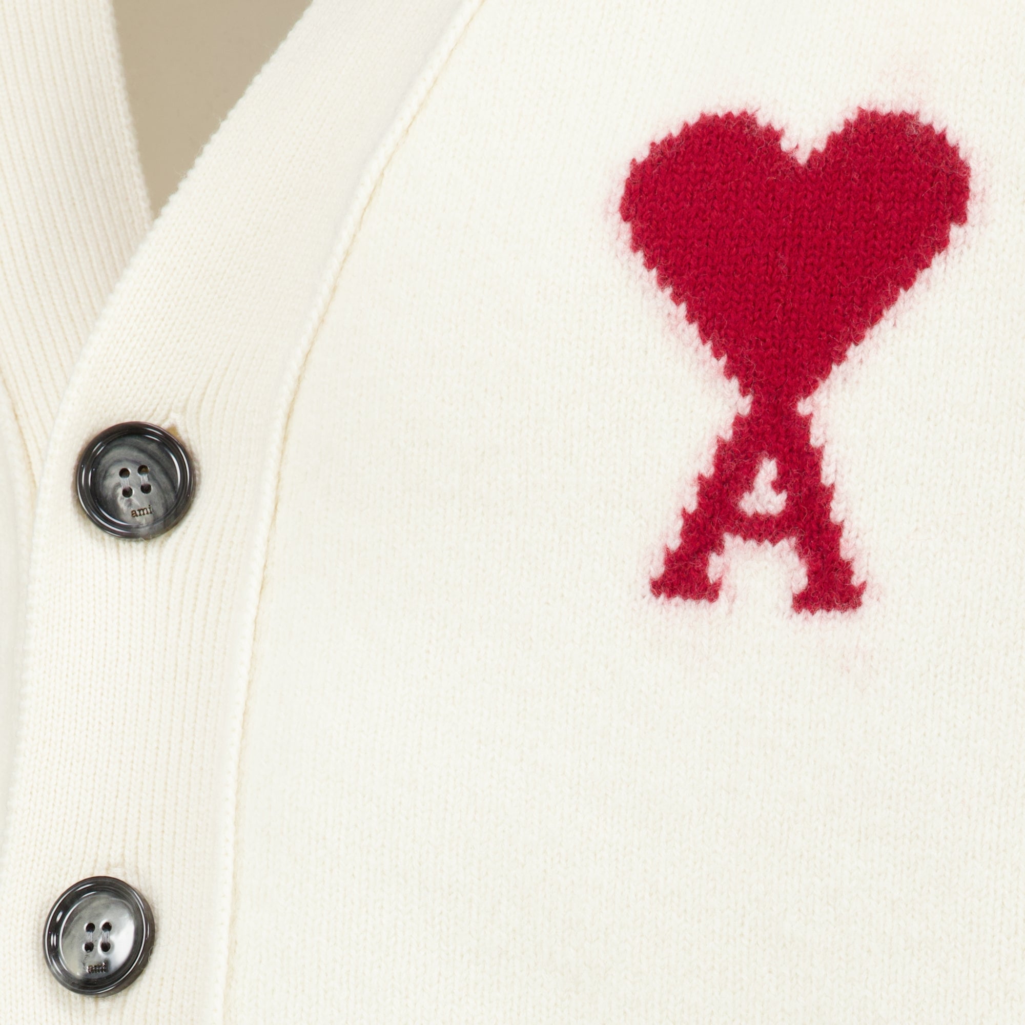 Maille Cardigan AMI de coeur en laine blanc Ami PARIS Blanc Unisexe