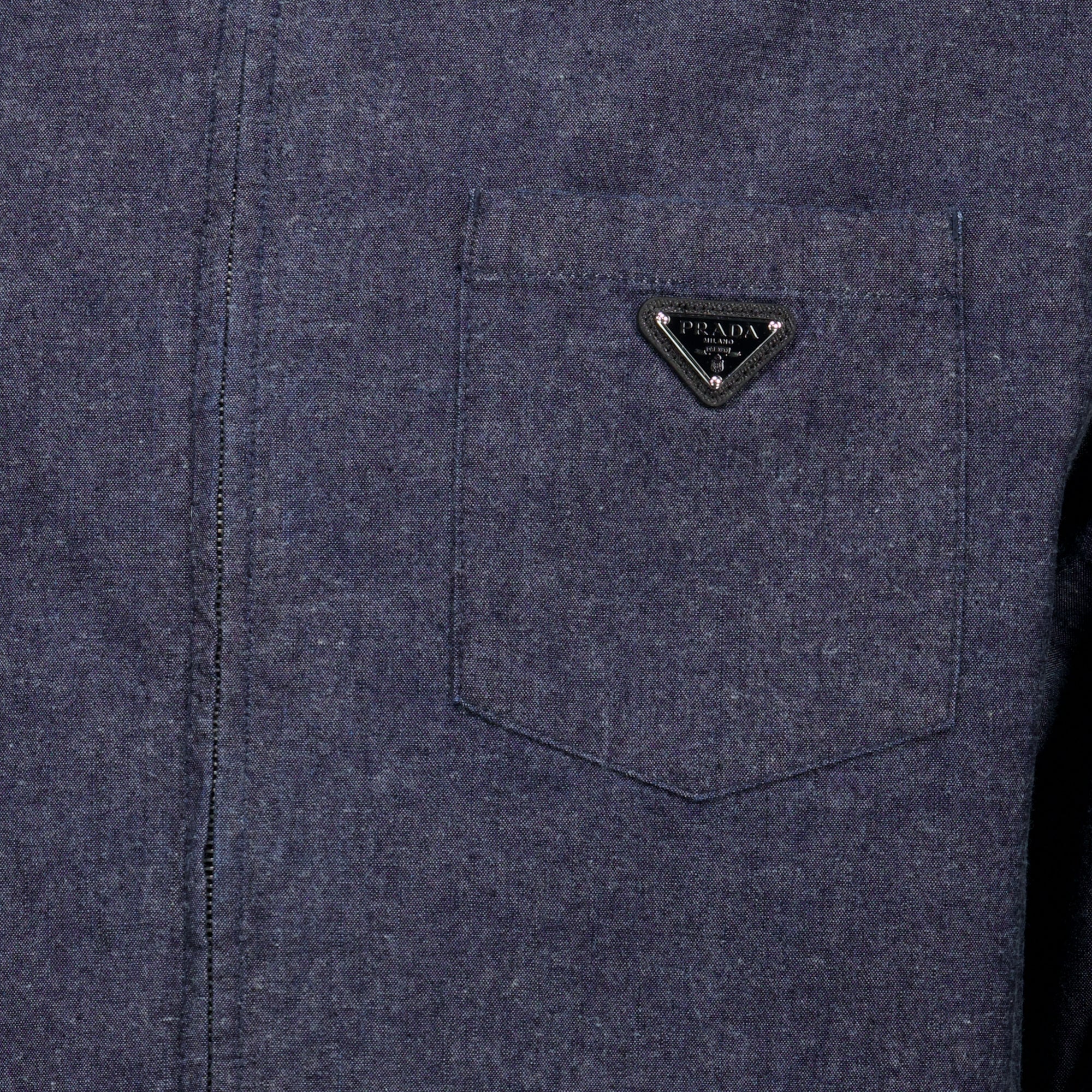 Chemises Camicia Chambray Prada Bleu foncé Homme