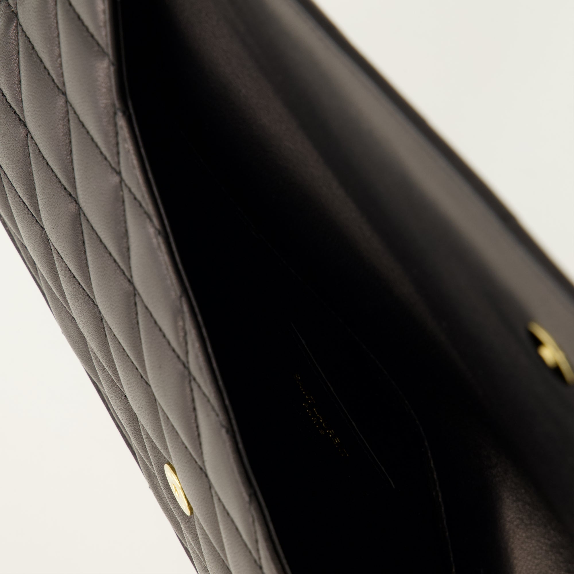 Pochettes Clutch Envelope Paris em Pele Preta Saint Laurent Noir Femme