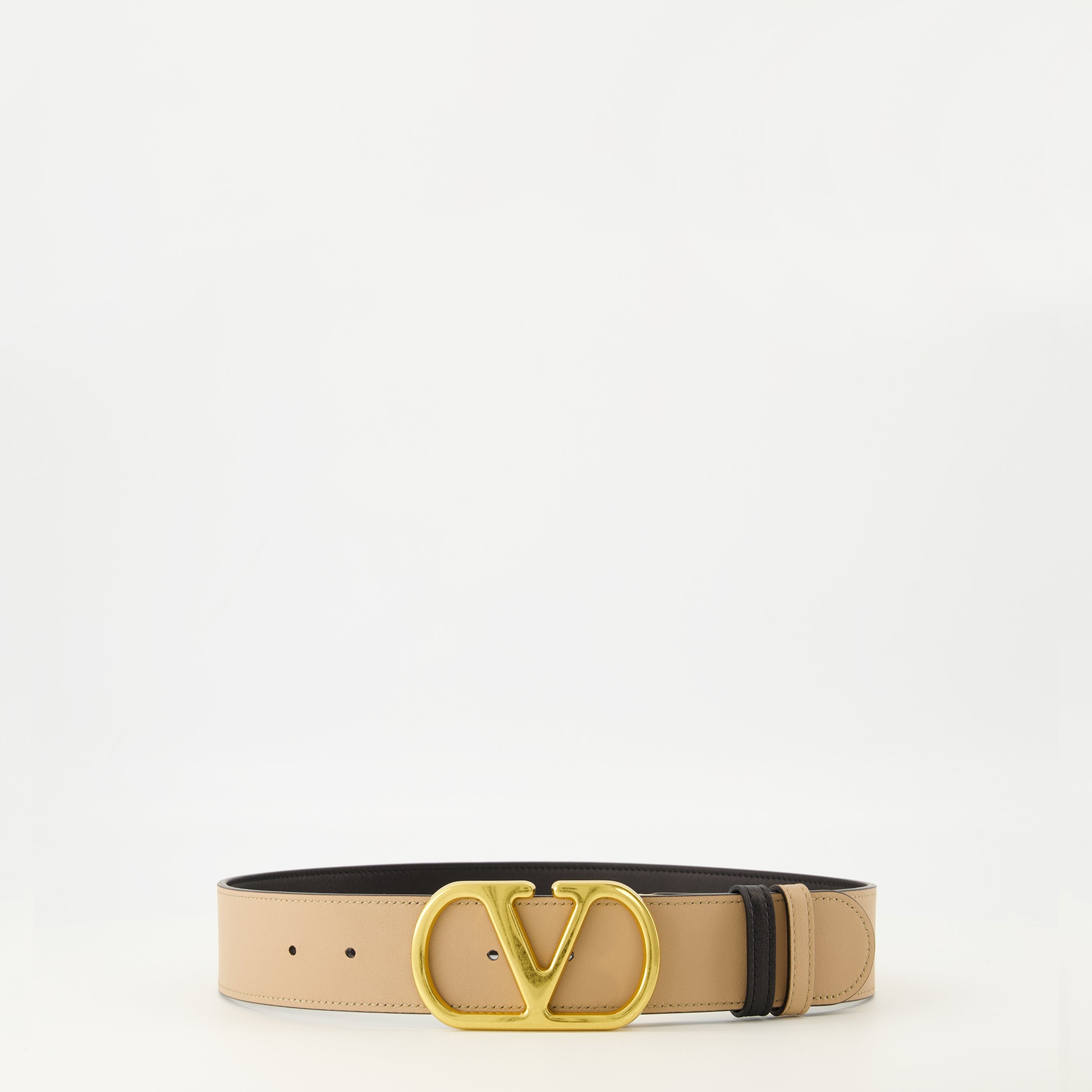Image de l'article Ceinture Vlogo réversible beige et noir 40 mm de la marque Valentino Garavani pour Femme - Saison Printemps-Été 2026 - Vue de Face