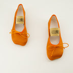 Chaussures plates 오렌지 색상 아나토믹 뉴메릭 새틴 발레리나 Mm6 Orange Femme