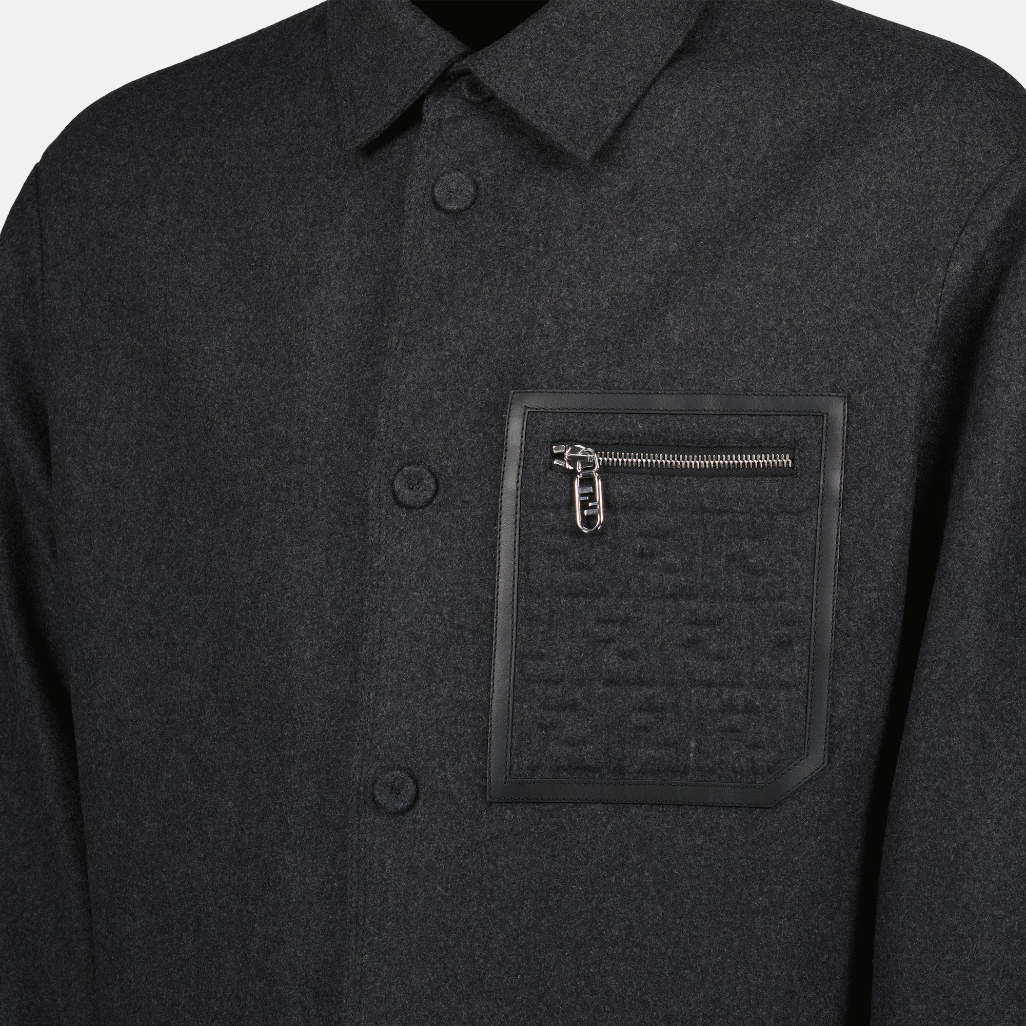 Camicie Giacca Camicia in Lana Fendi Grigio Homme