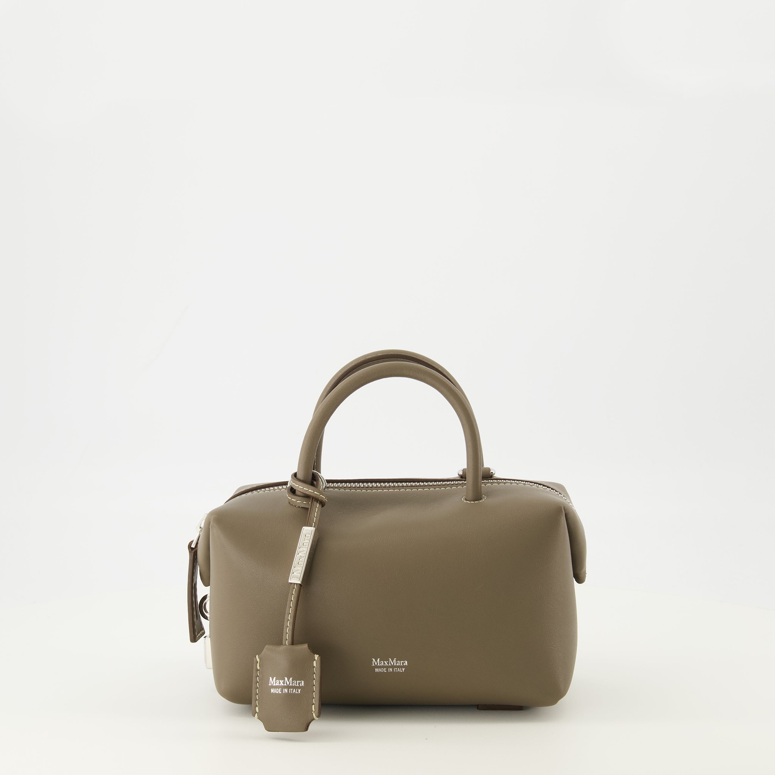 Image de l'article Sac Boston petit en cuir kaki de la marque Max Mara pour Femme - Saison Printemps-Été 2026 - Vue de Face