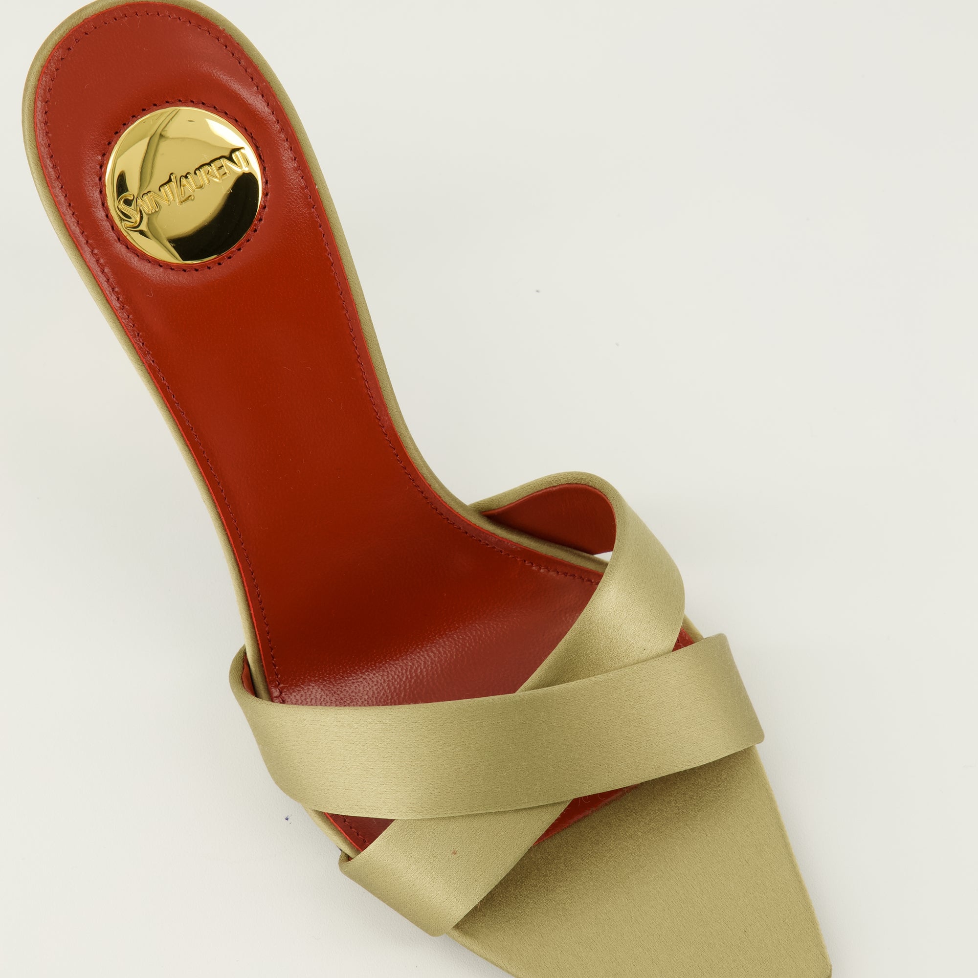 Image de l'article Mules à talons Opyum doré de la marque Saint Laurent pour Femme - Saison Printemps-Été 2026 - Vue détaillée de haut