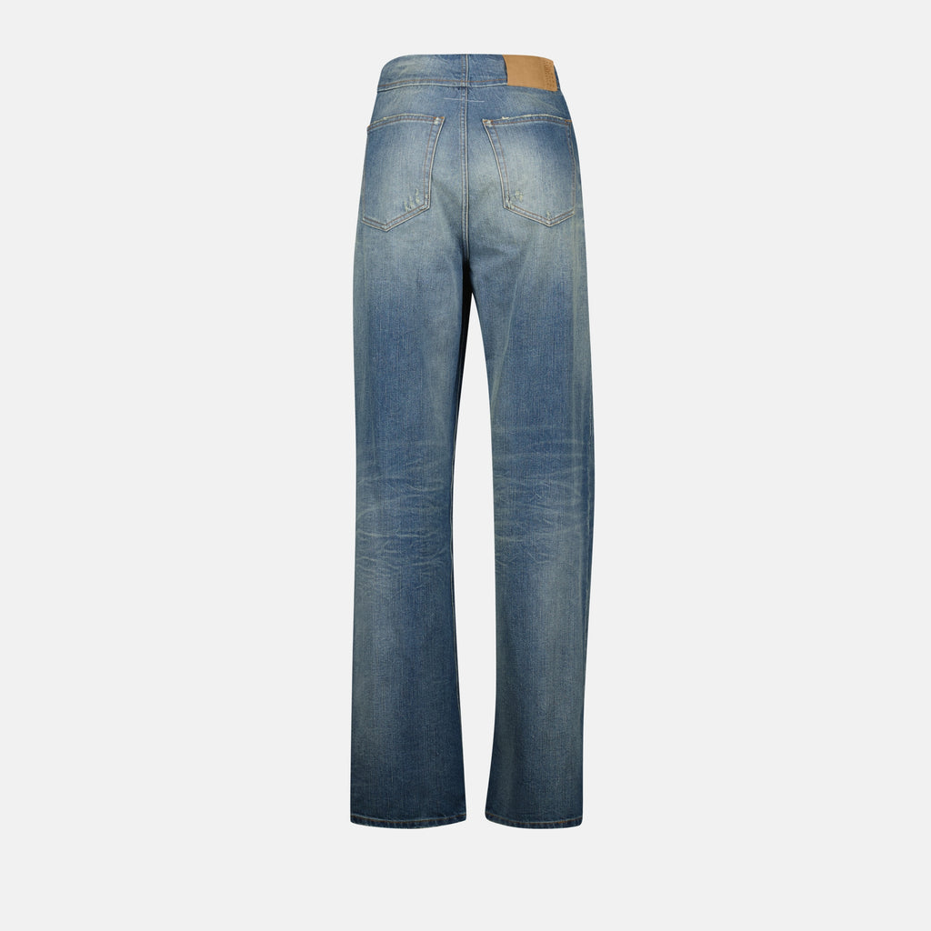 Pantalons Jean effet usé Mm6 Bleu Femme
