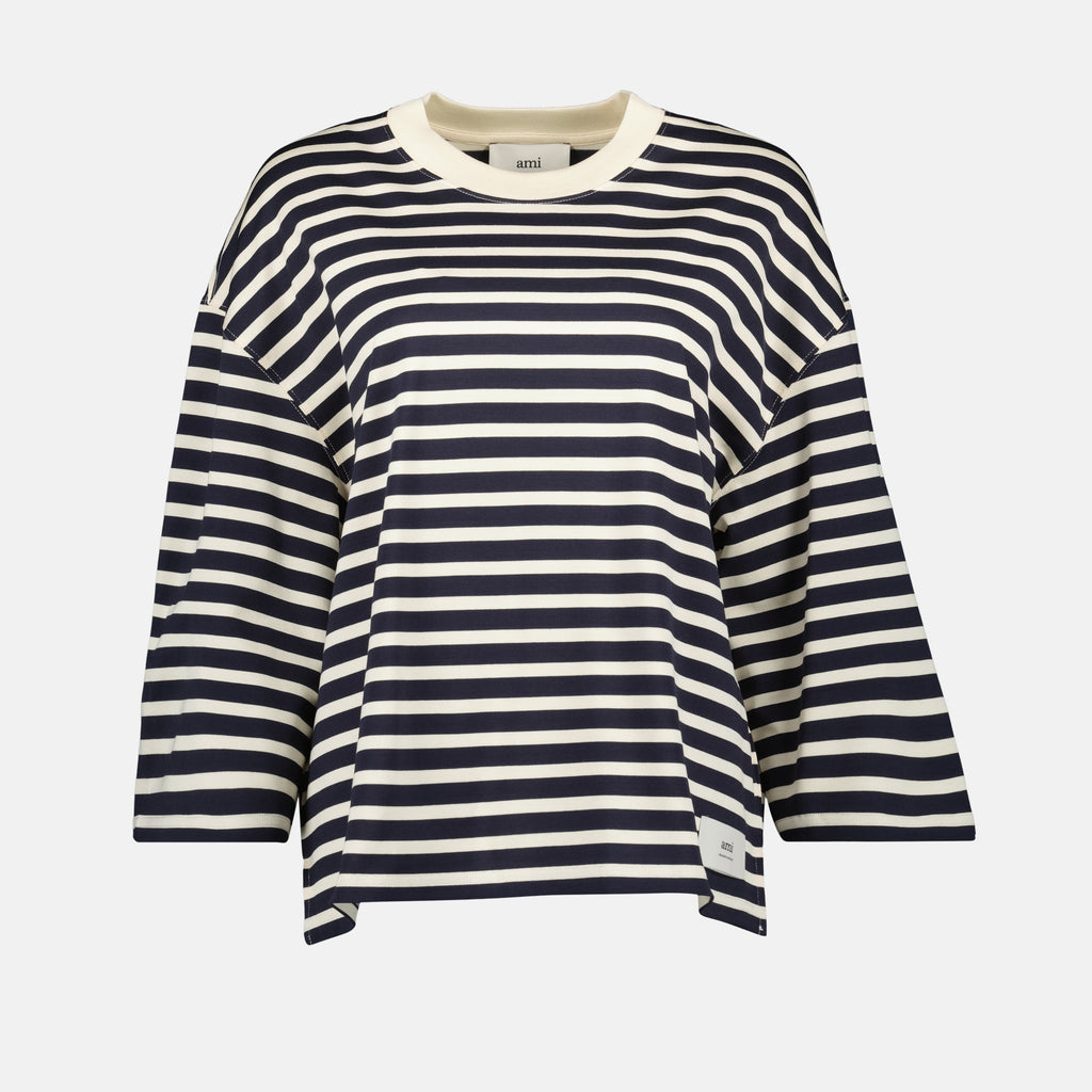 T-shirts T-shirt rayé Ami PARIS Bleu foncé Unisexe