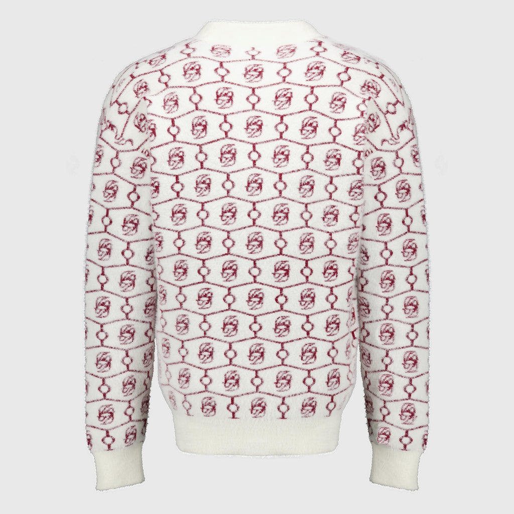 Maille Monogram Cardigan D Mirror White Drole De Monsieur Rouge Homme