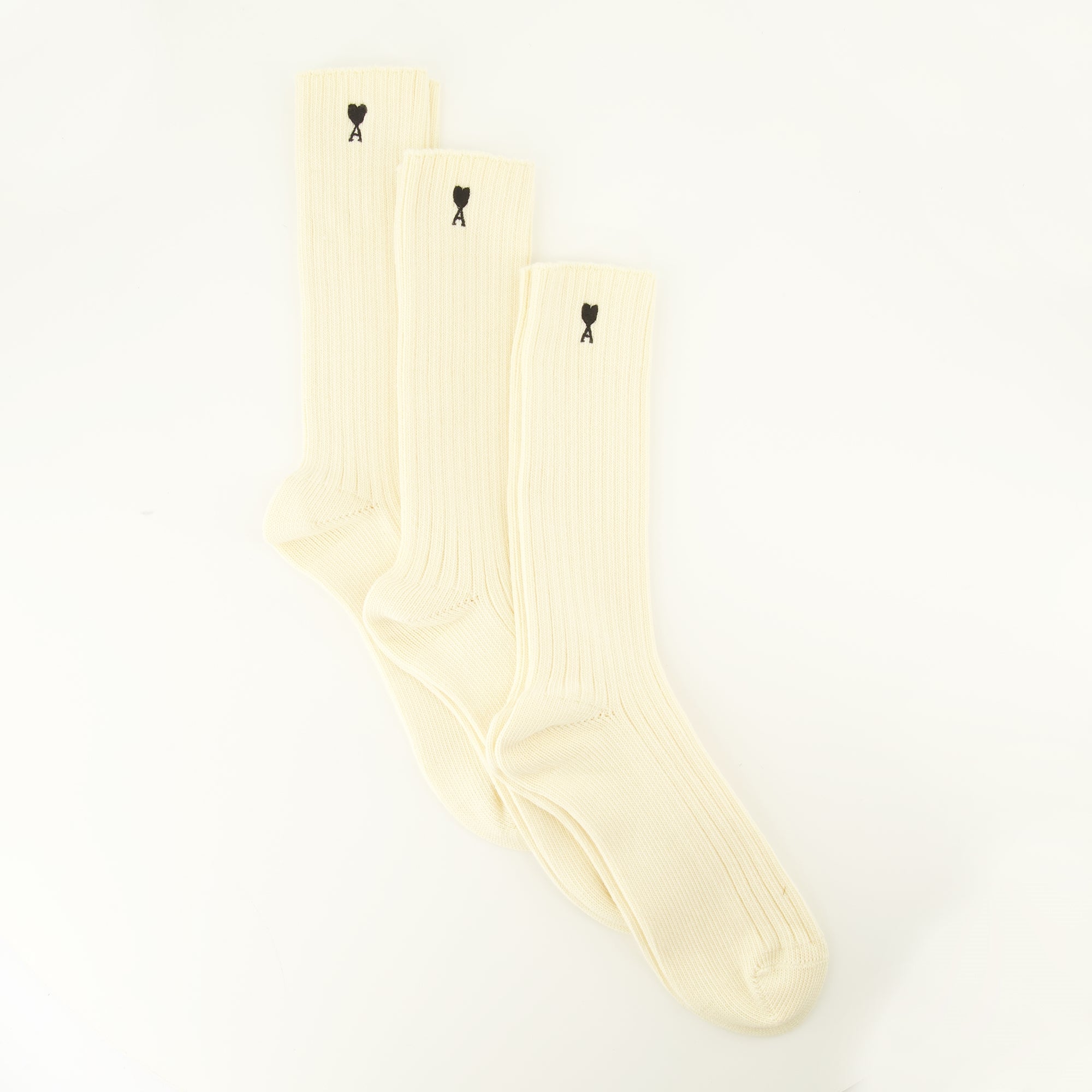 Sous-vêtements et homewear Lot de 3 chaussettes AMI de coeur en coton beige Ami PARIS Beige Unisexe