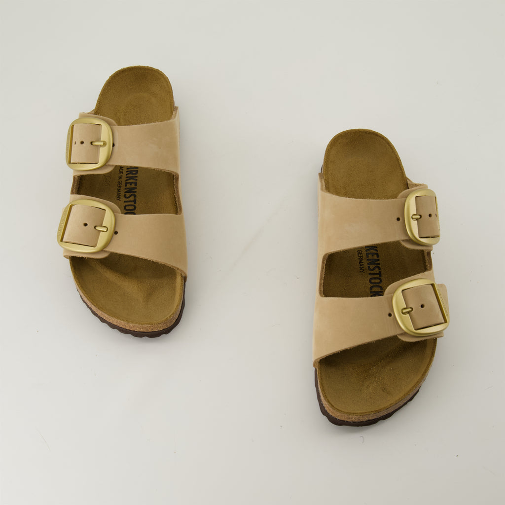 Zapatos abiertos Sandalias Arizona Big Buckle Birkenstock Beige Femme
