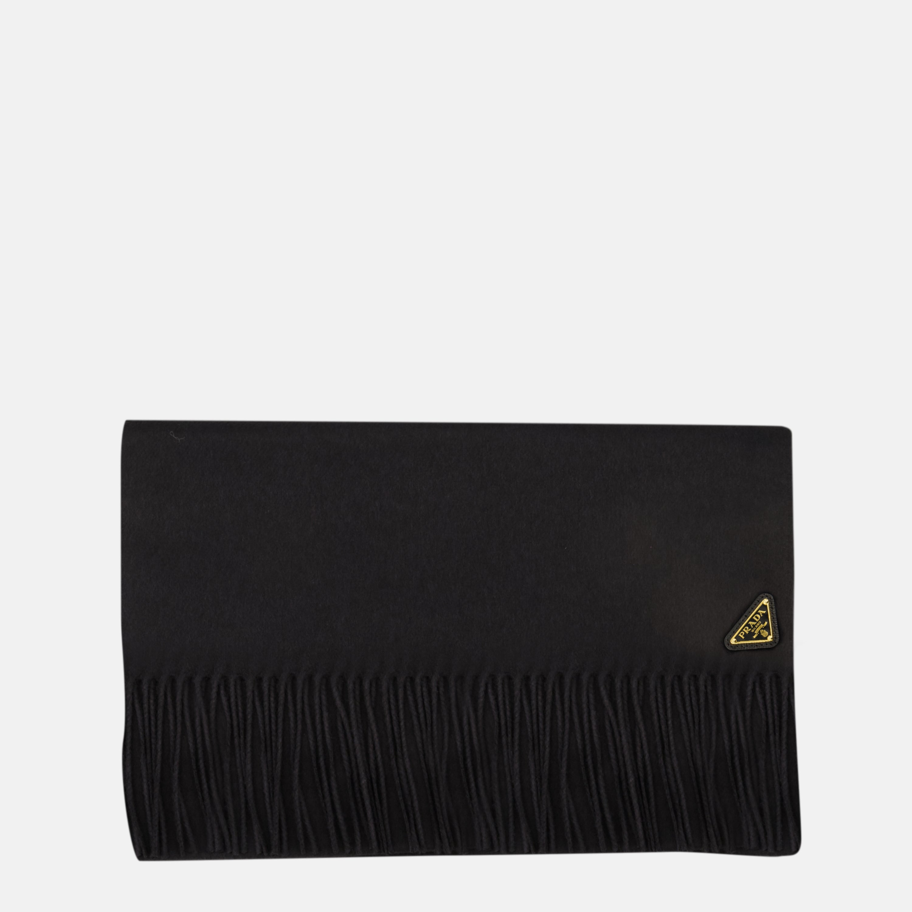 Image de l'article Écharpe en soie et cachemire noir de la marque Prada pour Femme - Saison Automne-Hiver 2025 - Vue de Face