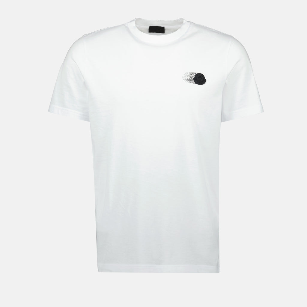 T-shirts T-shirt à motif logo délavé Moncler Blanc Homme