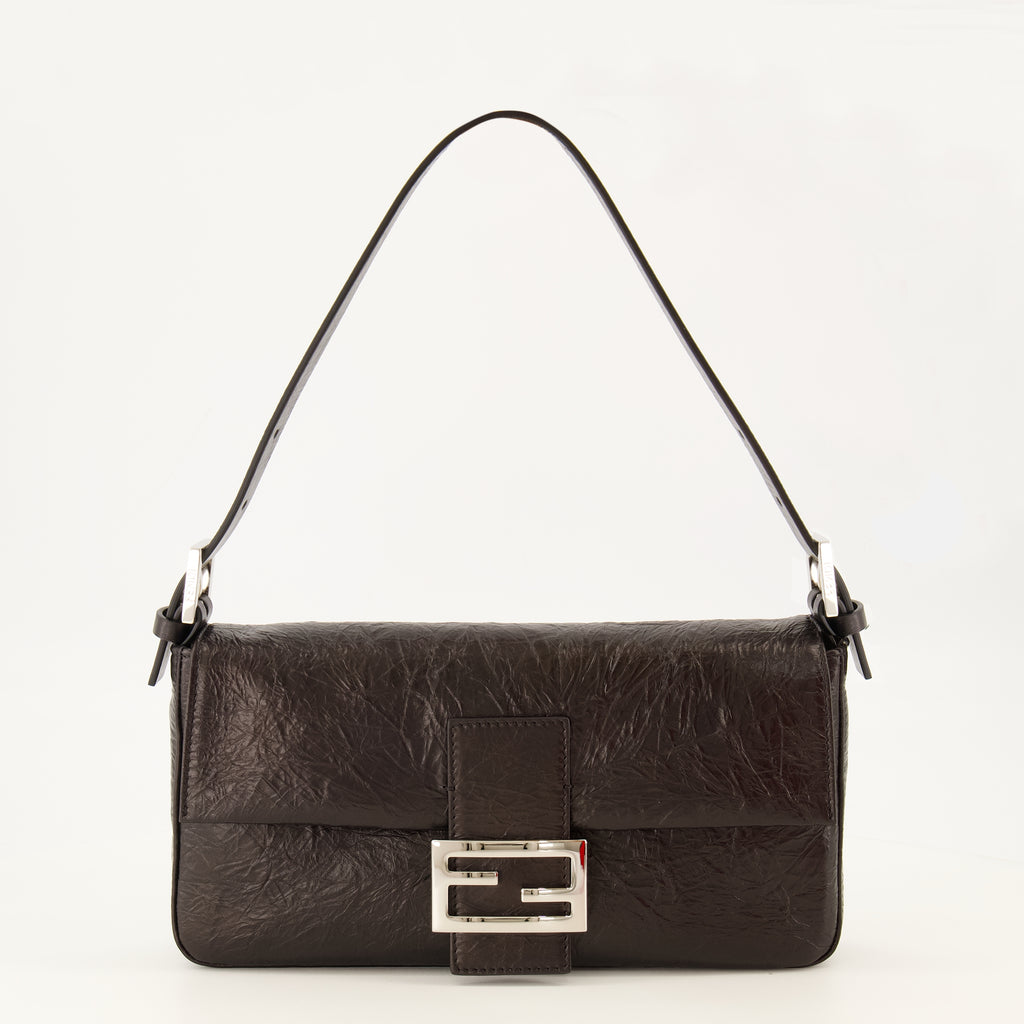 Sacs à main et épaule Schwarze Texturierte Leder Baguette® Tasche Fendi Noir Femme