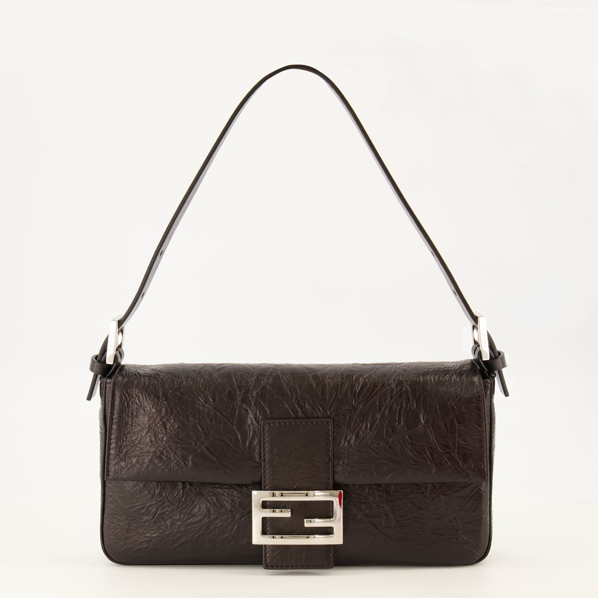 Sacs à main et épaule Borsa Baguette® in Pelle Testurizzata Nera Fendi Noir Femme
