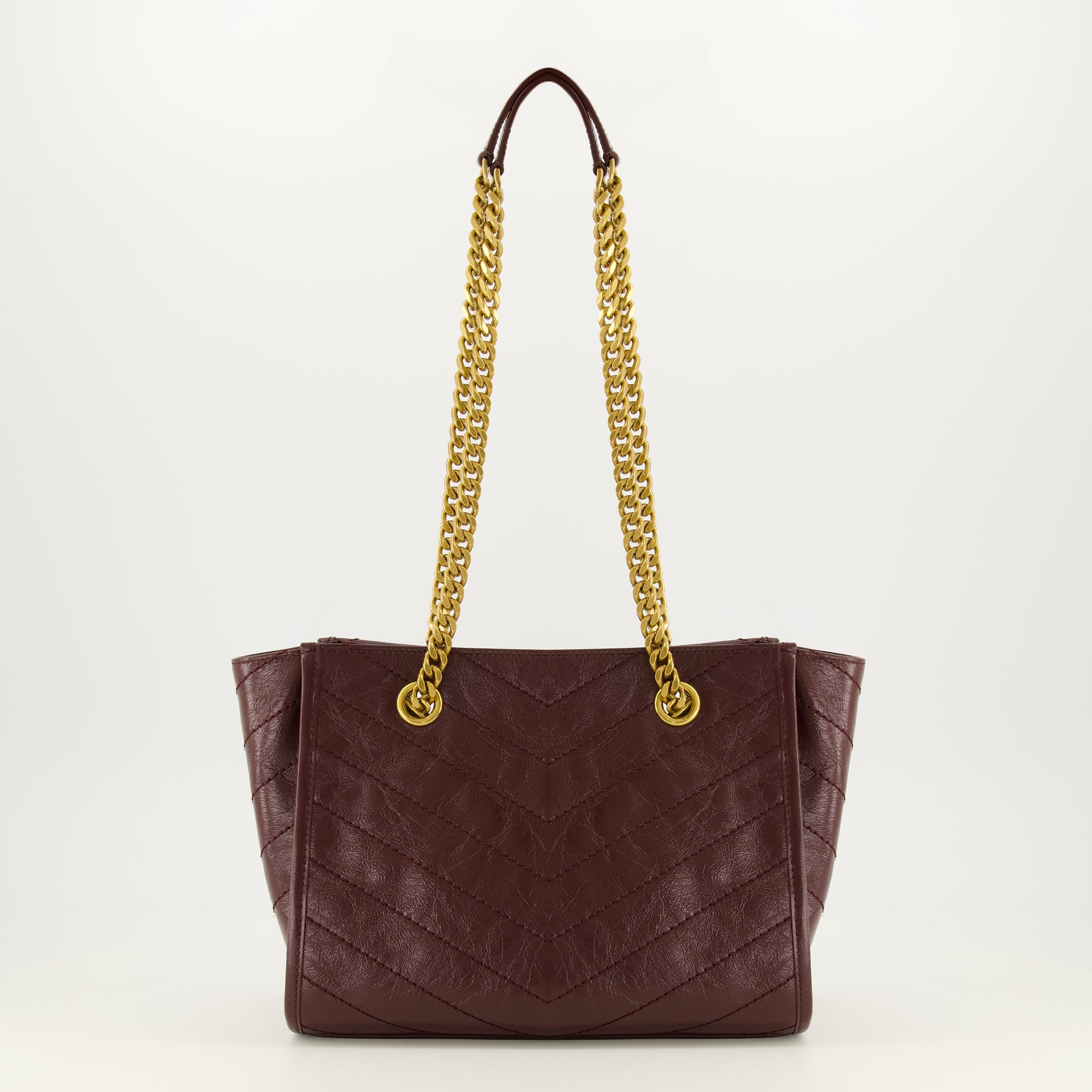 Sacs à main et épaule Sac Niki Shopping small en cuir bordeaux Saint Laurent Bordeaux Femme