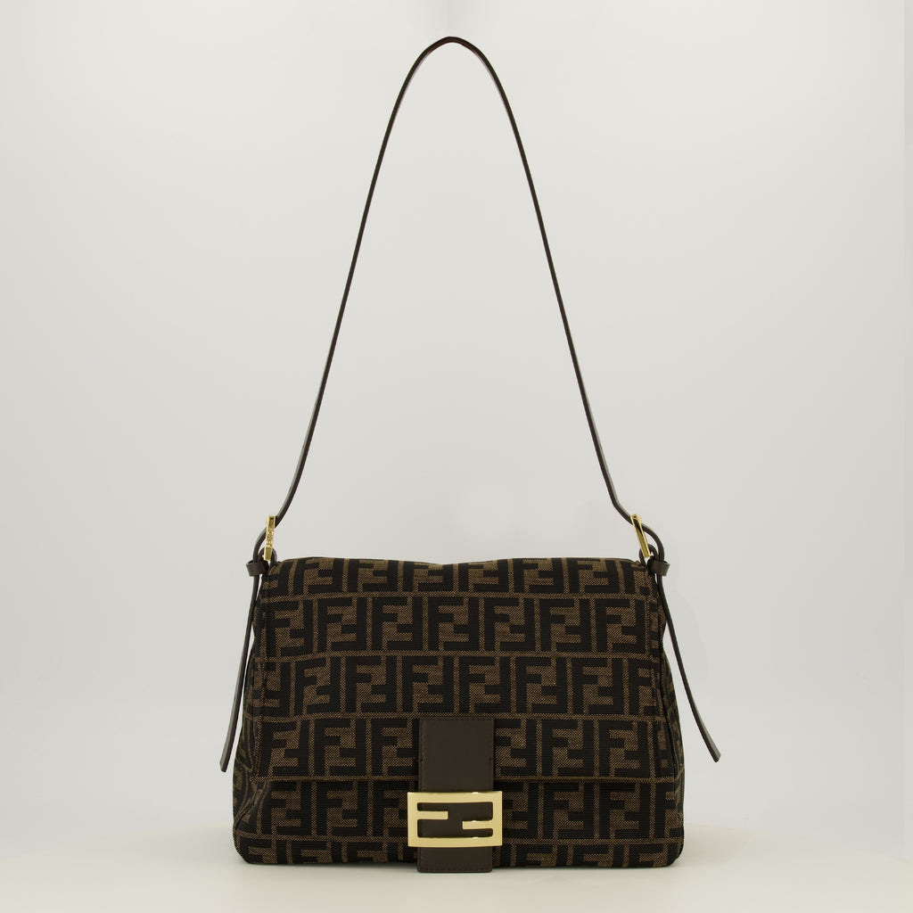 Sacs à main et épaule Sac Flap 26325 en tissu FF Fendi Marron Femme