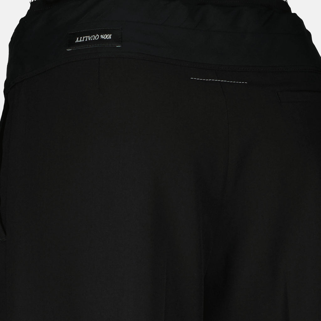Pantalons Schwarze Woll-Hosen mit hohem Bund Mm6 Noir Femme