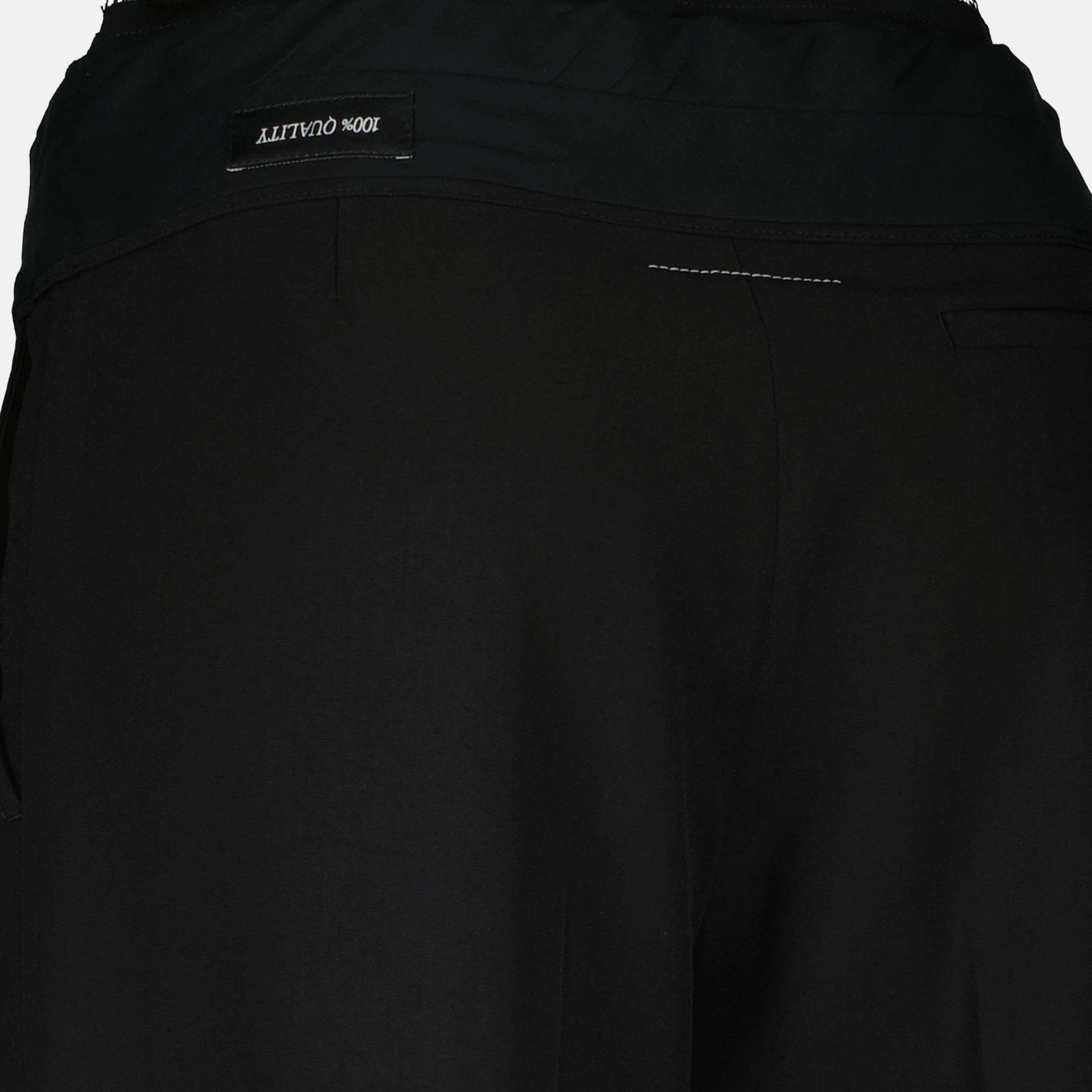 Pantalons Schwarze Woll-Hosen mit hohem Bund Mm6 Noir Femme