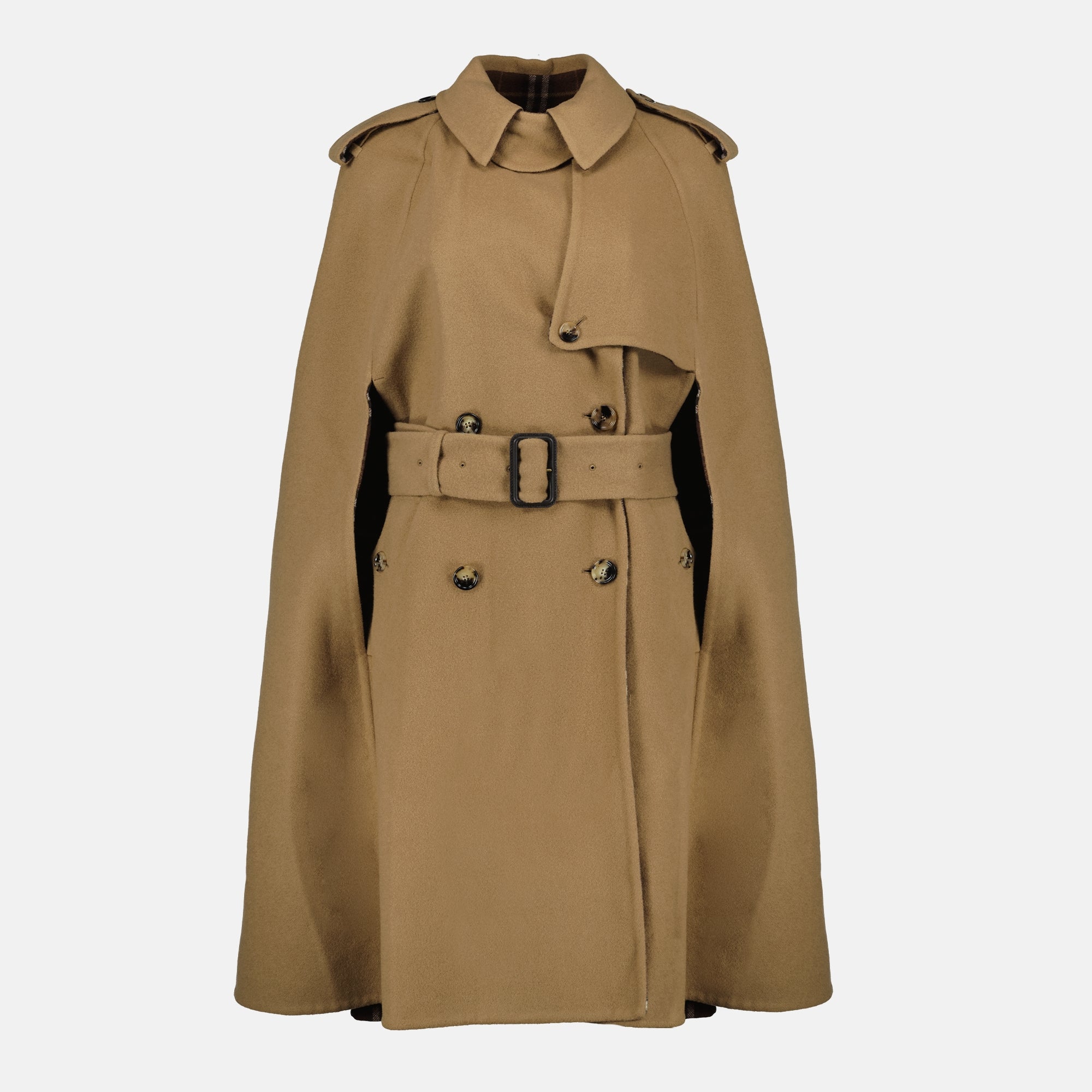 Image de l'article Cape Belmont en laine marron de la marque Burberry pour Femme - Saison Automne-Hiver 2025 - Vue de Face