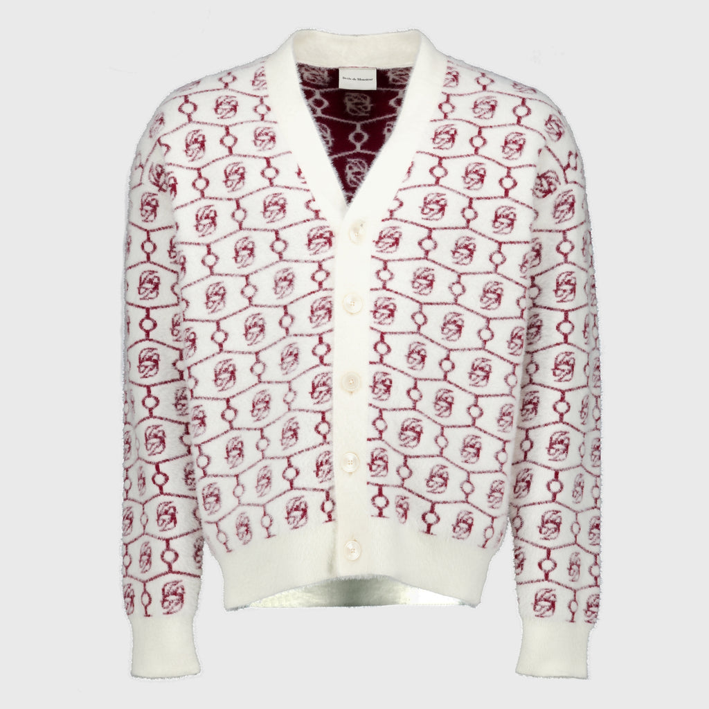 Maille Monogram Cardigan D Mirror White Drole De Monsieur Rouge Homme