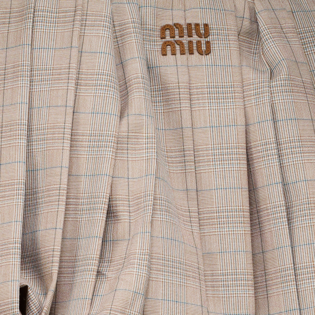 Jupes Gonna Mini Con Pieghe A Quadri Marrone Miu Miu Marron Femme