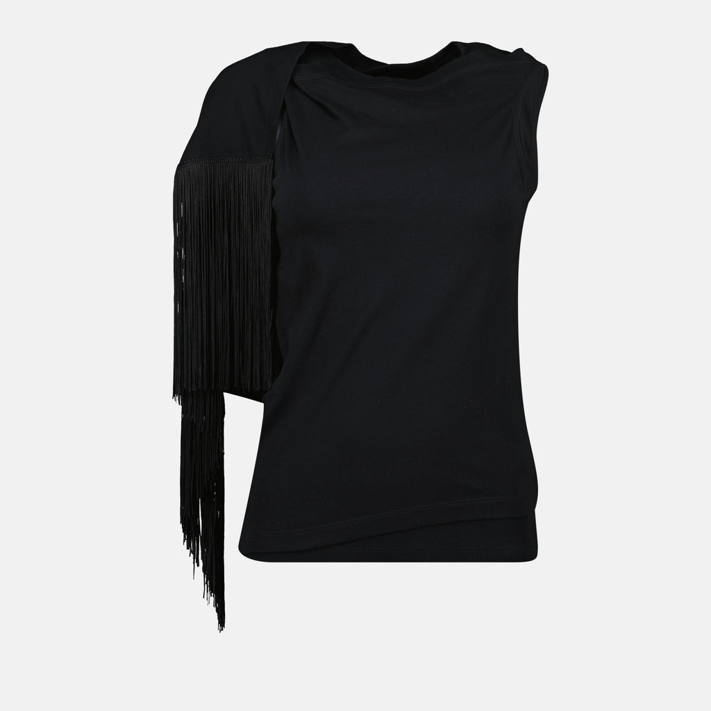 Tops T-shirt à franges Mm6 Noir Femme