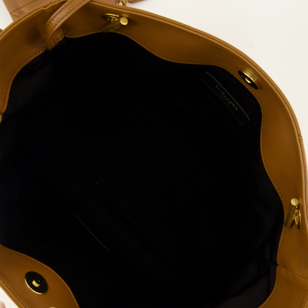 Sacs seau 제이미 갈색 가죽 쇼핑백 Saint Laurent Marron Femme