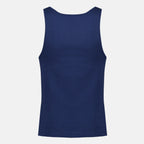 Image of the Cassandre tank top in navy cotton from the Saint Laurent brand for Men - Spring-Summer 2026 - Back View