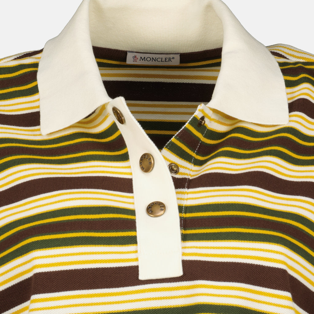 Polos Polo rayé en coton Moncler Marron Femme