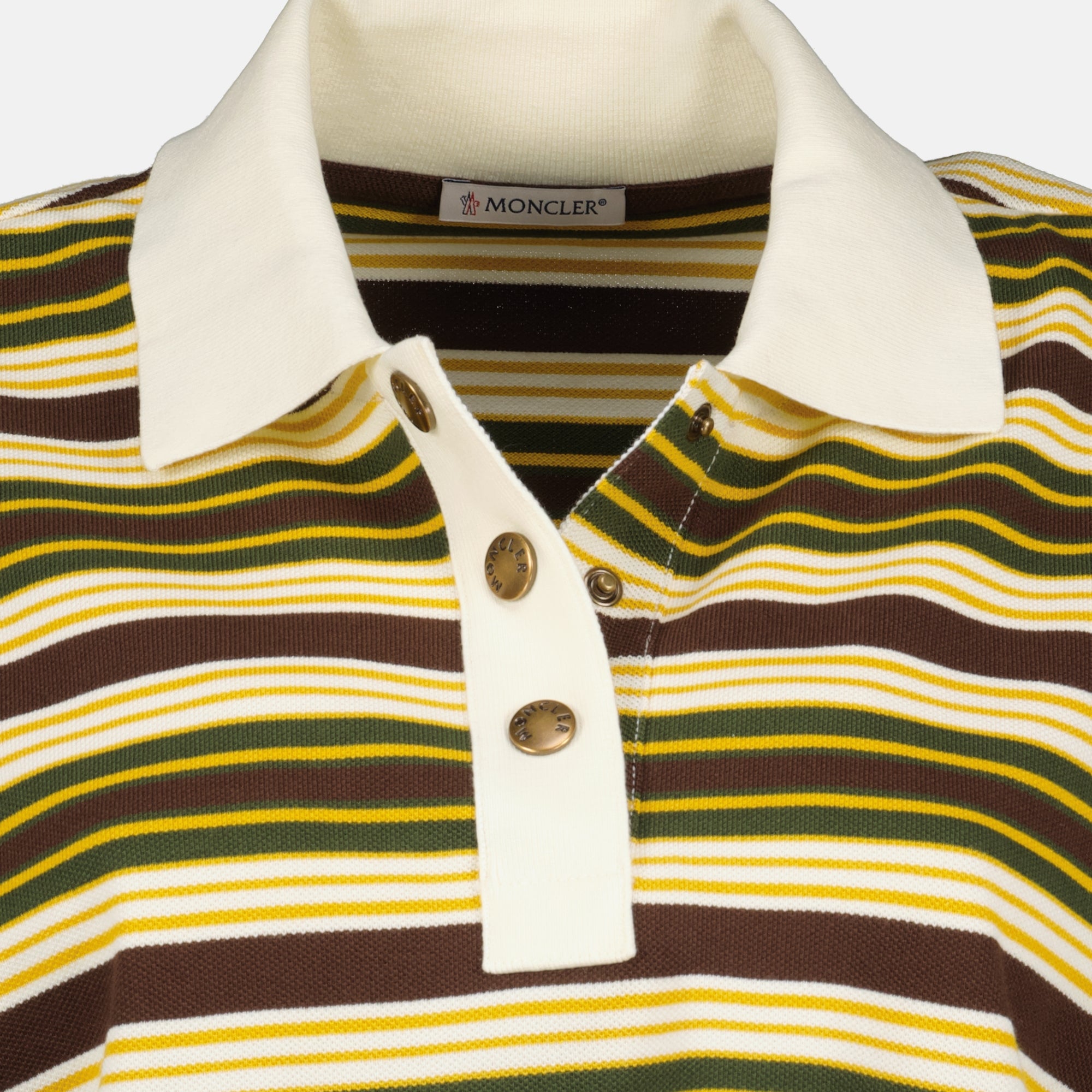 Polos Polo rayé en coton Moncler Marron Femme