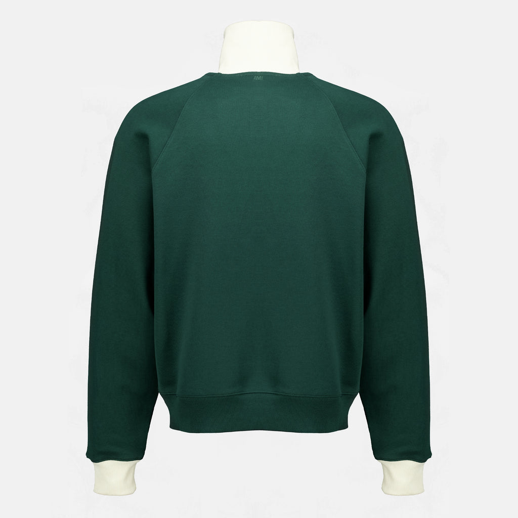Sweatshirts Giacca in Cotone Verde con Zip Ami PARIS Vert Unisexe