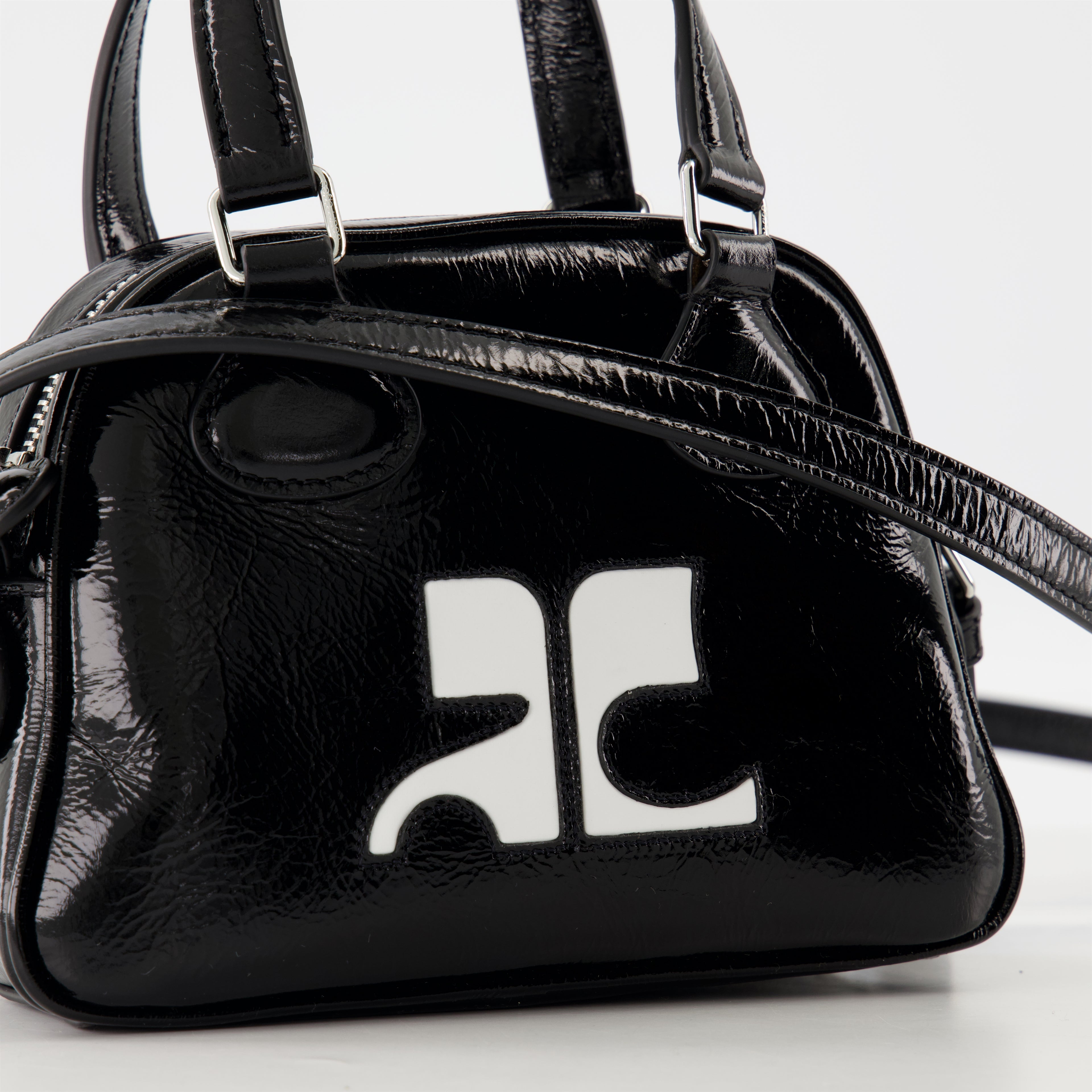 Sacs à main et épaule Mini sac bowling Réédition Courrèges Noir Unisexe