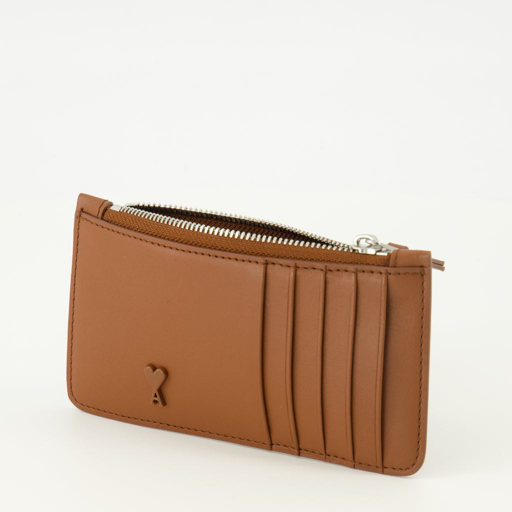 Image of the Zip Card Holder Ami de coeur brown from the brand Ami PARIS for Unisex - Spring-Summer 2026 - Detailed View 2