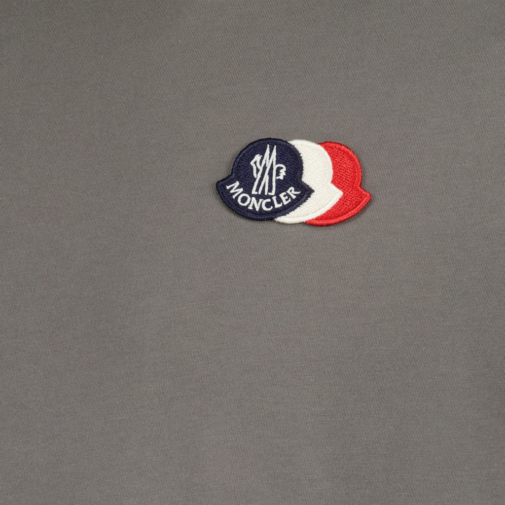 T-shirts Camiseta de Algodão Cinza com Logo Tricolor Moncler Gris Homme
