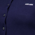 Maille Cardigan Corto Blu Navy In Cotone Miu Miu Bleu foncé Femme