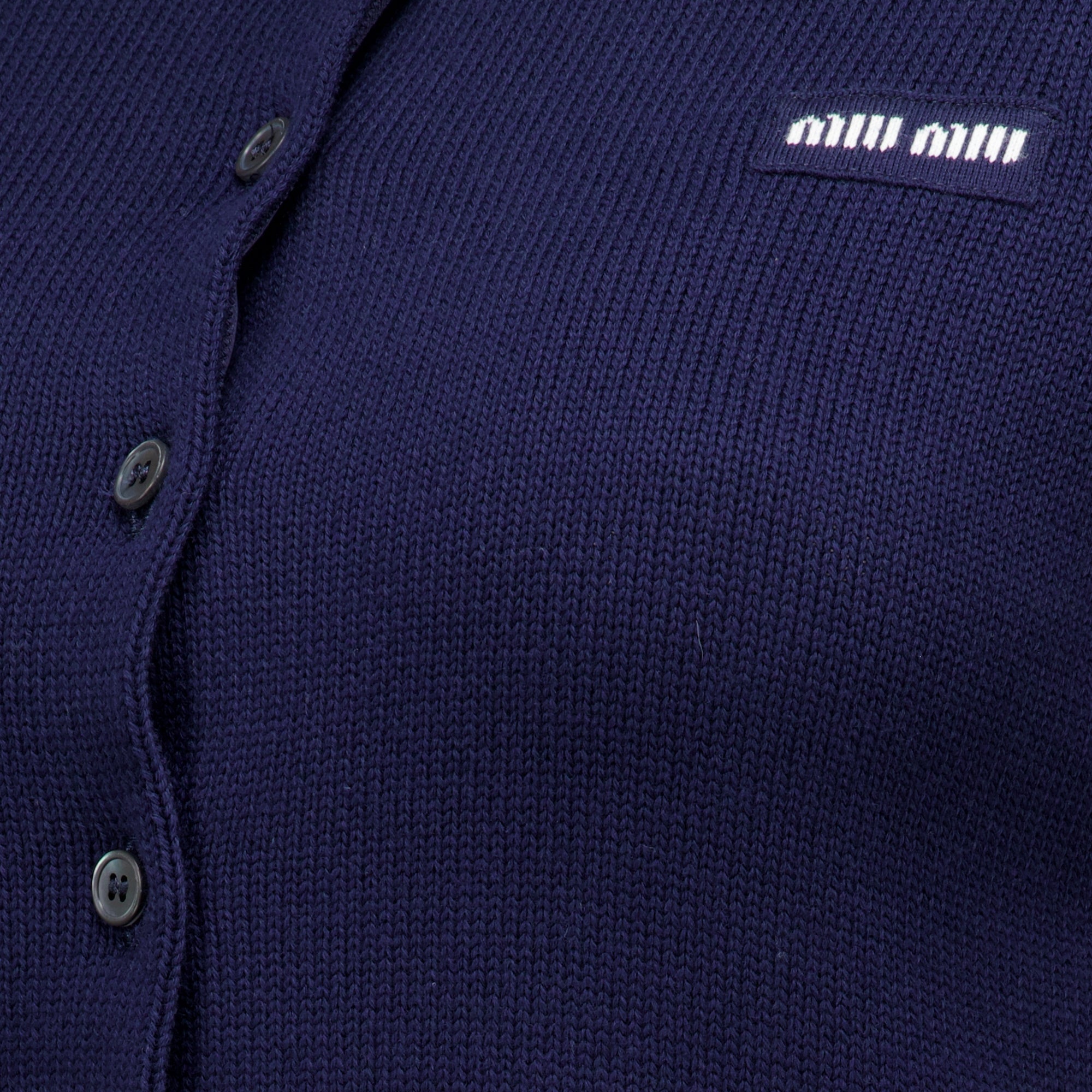 Maille Cardigan Curto de Algodão Azul Marinho Miu Miu Bleu foncé Femme