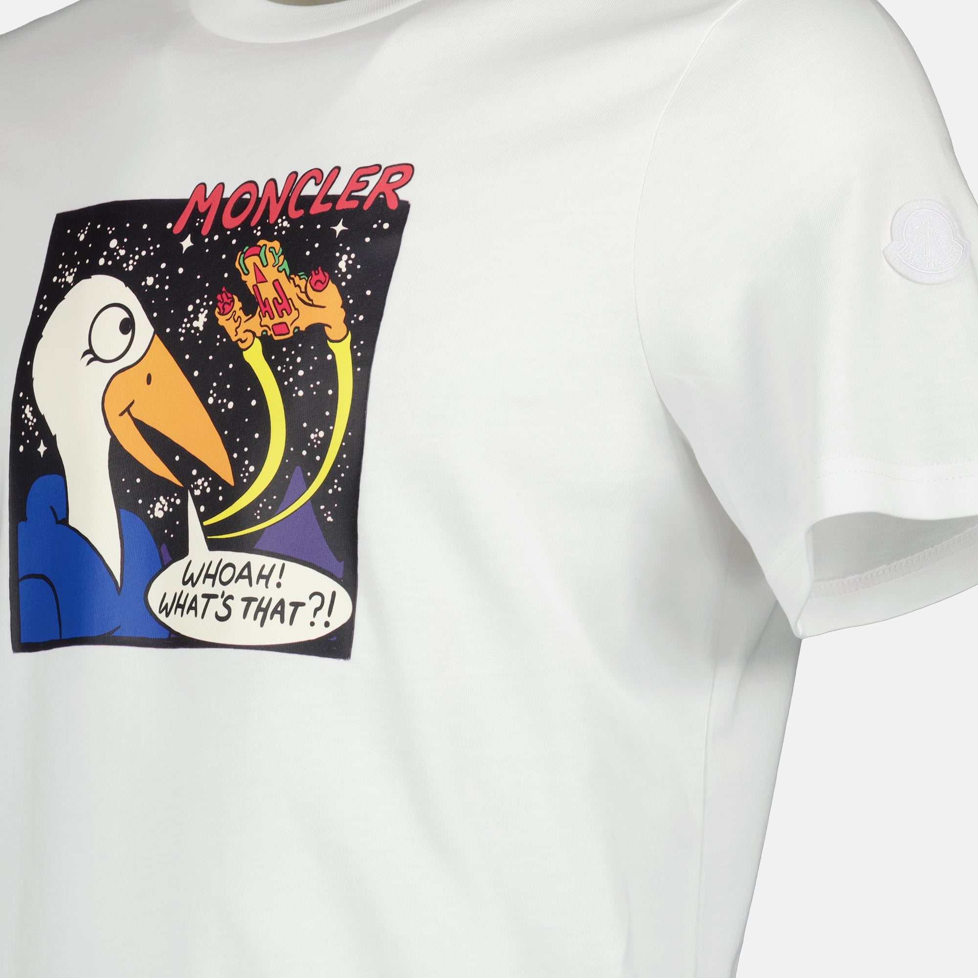 Immagine della t-shirt bianca MonDuck Space del marchio Moncler per Uomo - Stagione Primavera-Estate 2026 - Vista Dettagliata 1