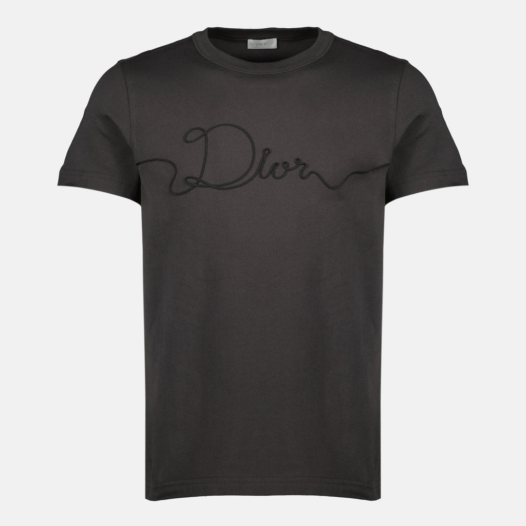 Image of the Dior Ribbon gray T-shirt from the Dior brand for Men - Spring-Summer 2026 - Front View