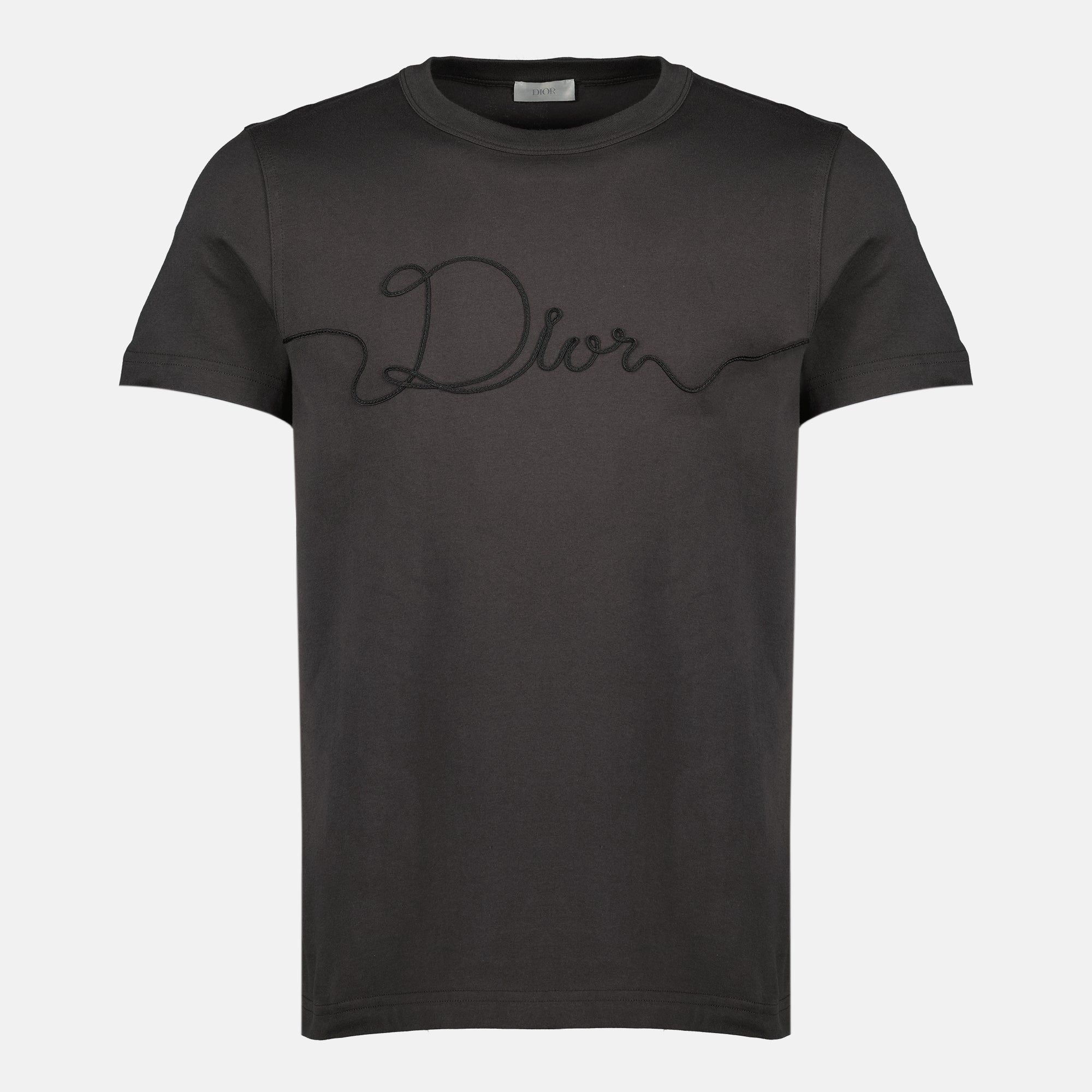 Image of the Dior Ribbon gray T-shirt from the Dior brand for Men - Spring-Summer 2026 - Front View