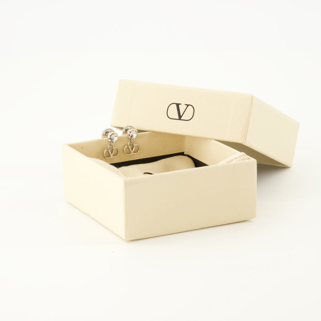 Bijoux VLogo Metall- und Swarovski® Kristallohrringe in Silber Valentino Garavani Argenté Femme