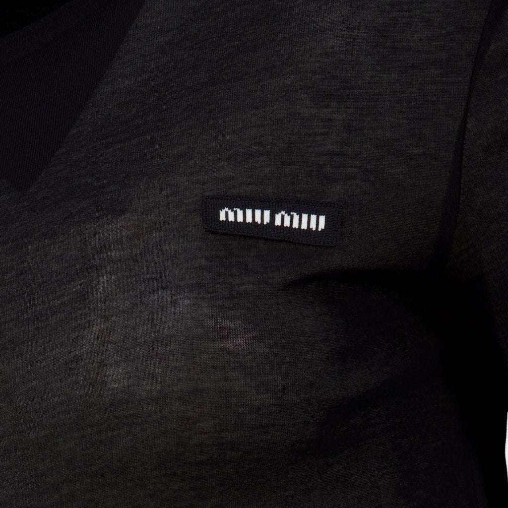 T-shirts Black Ribbed Jersey T-Shirt Miu Miu Noir Femme