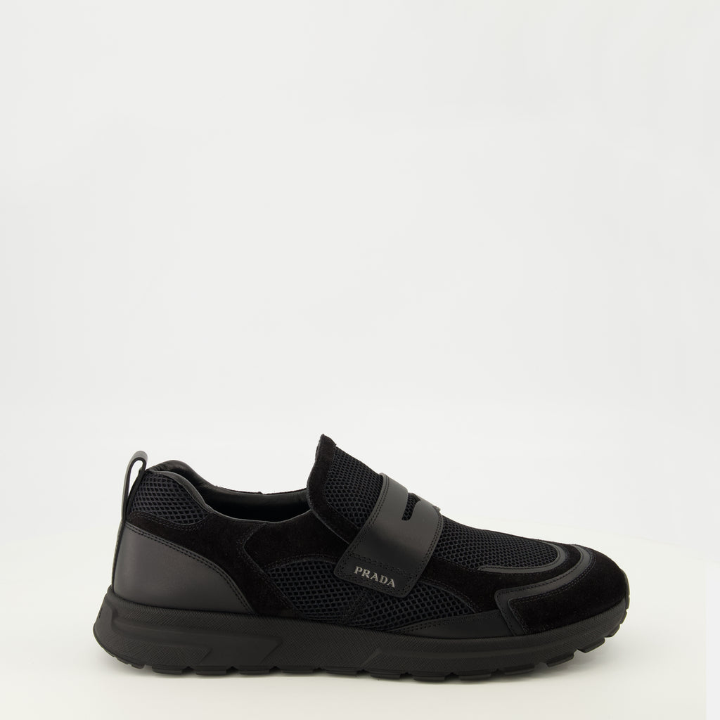 Baskets プラクス ブラック メッシュ スニーカー Prada Noir Homme